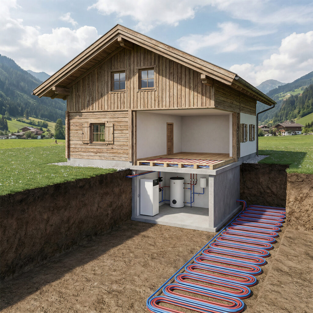 Erd-Wärmepumpe mit Ringgrabenkollektor